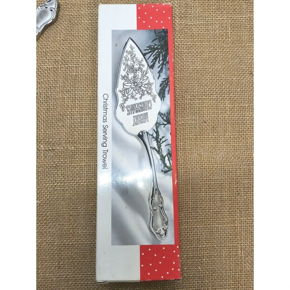 Vintage Intl Silver Co Merry Christmas Silver Plated Serving Trowel Pie Spatula